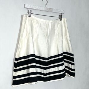 Camille La Vie A-line 100% Linen full skirt White and Black Sz 12